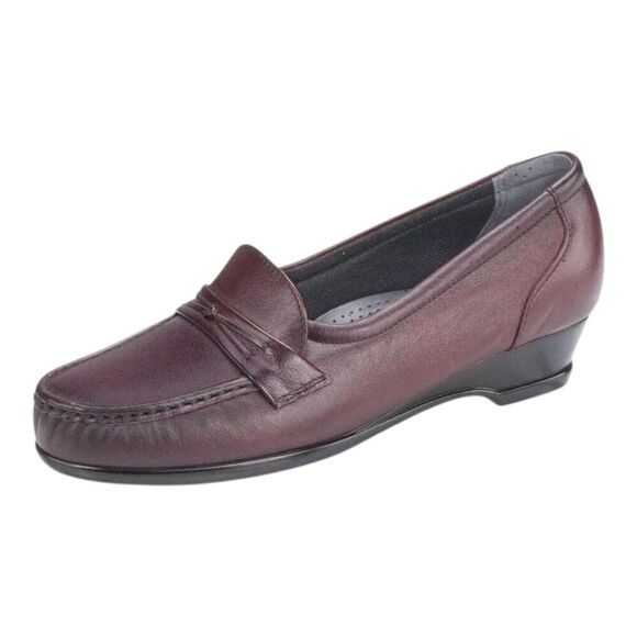 SAS Easier Tripad Comfort Dress Loafers Burgundy Leather Slip On USA Shoes, 10 - Picture 1 of 13